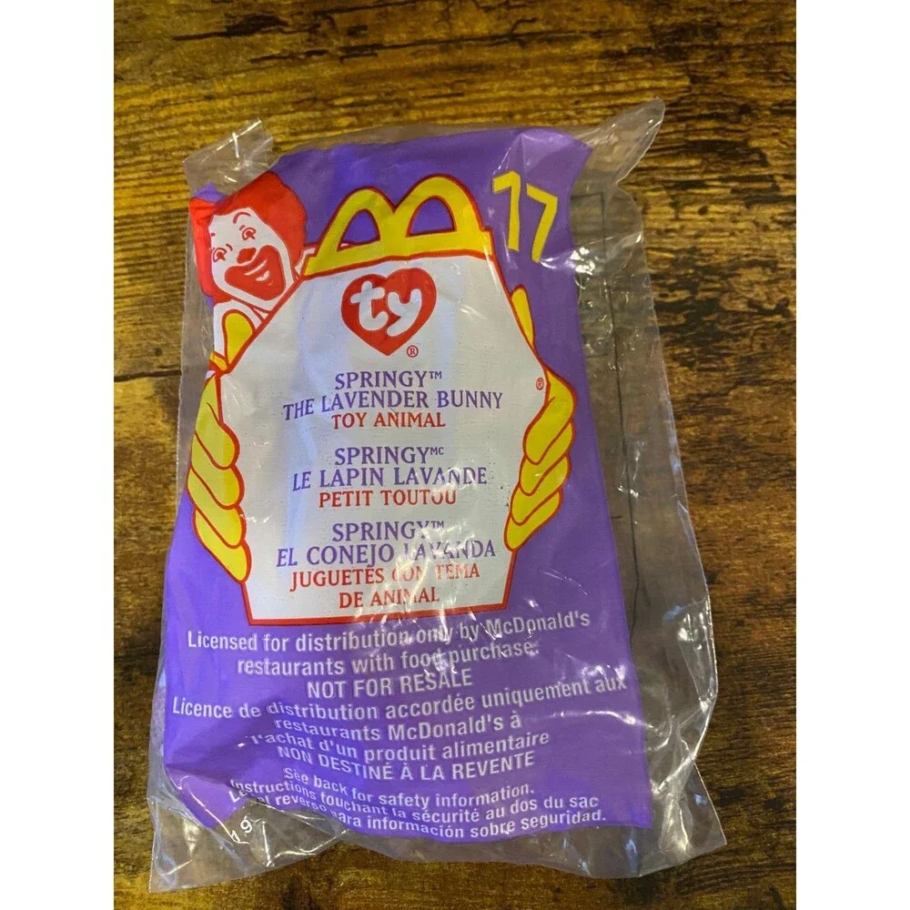 Springy the Lavender Bunny #17 Ty Teenie Beanie Baby McDonald's 2000 SEALED